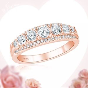 💖Rose Gold Engagement Promise Wedding Ring Thick Band Bridal gift pink gold
